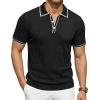 image:imageJMIERR Mens Short Sleeve Knit Polo Shirt Summer Casual Ribbed Texture Golf Polos T ShirtsBlack