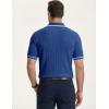 image:imageJMIERR Mens Short Sleeve Knit Polo Shirt Summer Casual Ribbed Texture Golf Polos T ShirtsDark Blue