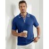 image:imageJMIERR Mens Short Sleeve Knit Polo Shirt Summer Casual Ribbed Texture Golf Polos T ShirtsDark Blue