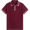 image:imageJMIERR Mens Short Sleeve Knit Polo Shirt Summer Casual Ribbed Texture Golf Polos T ShirtsDark Red