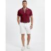 image:imageJMIERR Mens Short Sleeve Knit Polo Shirt Summer Casual Ribbed Texture Golf Polos T ShirtsDark Red