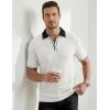 image:imageJMIERR Mens Short Sleeve Knit Polo Shirt Summer Casual Ribbed Texture Golf Polos T ShirtsWhite