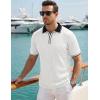image:imageJMIERR Mens Short Sleeve Knit Polo Shirt Summer Casual Ribbed Texture Golf Polos T ShirtsWhite