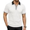 image:imageJMIERR Mens Short Sleeve Knit Polo Shirt Summer Casual Ribbed Texture Golf Polos T ShirtsWhite