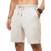 image:imageJMIERR Mens Casual 7 Shorts Summer Drawstring Elastic Waist Beach Sweat Shorts Texture with PocketsApricot