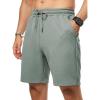 image:imageJMIERR Mens Casual 7 Shorts Summer Drawstring Elastic Waist Beach Sweat Shorts Texture with PocketsGrey Green
