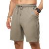image:imageJMIERR Mens Casual 7 Shorts Summer Drawstring Elastic Waist Beach Sweat Shorts Texture with PocketsKhaki