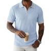 image:imageJMIERR Mens Short Sleeve Knit Polo Shirt Summer Casual Ribbed Texture Golf Polos T ShirtsBeau Blue