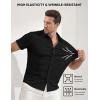 image:imageJMIERR Mens Muscle Fit High Stretch WrinkleFree Button Down Dress Shirts Summer Casual Short Sleeve Shirt01 Black