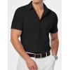 image:imageJMIERR Mens Muscle Fit High Stretch WrinkleFree Button Down Dress Shirts Summer Casual Short Sleeve Shirt01 Black