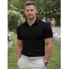 image:imageJMIERR Mens Muscle Fit High Stretch WrinkleFree Button Down Dress Shirts Summer Casual Short Sleeve Shirt01 Black