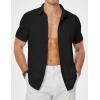 image:imageJMIERR Mens Muscle Fit High Stretch WrinkleFree Button Down Dress Shirts Summer Casual Short Sleeve Shirt01 Black
