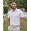 image:imageJMIERR Mens Muscle Fit High Stretch WrinkleFree Button Down Dress Shirts Summer Casual Short Sleeve Shirt1 White