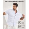 image:imageJMIERR Mens Muscle Fit High Stretch WrinkleFree Button Down Dress Shirts Summer Casual Short Sleeve Shirt1 White
