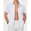 image:imageJMIERR Mens Muscle Fit High Stretch WrinkleFree Button Down Dress Shirts Summer Casual Short Sleeve Shirt1 White
