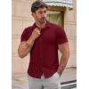 image:imageJMIERR Mens Muscle Fit High Stretch WrinkleFree Button Down Dress Shirts Summer Casual Short Sleeve ShirtA Red