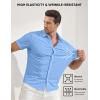 image:imageJMIERR Mens Muscle Fit High Stretch WrinkleFree Button Down Dress Shirts Summer Casual Short Sleeve ShirtA1 Blue