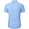 image:imageJMIERR Mens Muscle Fit High Stretch WrinkleFree Button Down Dress Shirts Summer Casual Short Sleeve ShirtA1 Blue