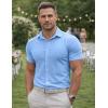 image:imageJMIERR Mens Muscle Fit High Stretch WrinkleFree Button Down Dress Shirts Summer Casual Short Sleeve ShirtA1 Blue