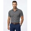 image:imageJMIERR Mens Muscle Fit High Stretch WrinkleFree Button Down Dress Shirts Summer Casual Short Sleeve ShirtA2 Light Grey