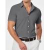 image:imageJMIERR Mens Muscle Fit High Stretch WrinkleFree Button Down Dress Shirts Summer Casual Short Sleeve ShirtA2 Light Grey