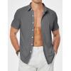 image:imageJMIERR Mens Muscle Fit High Stretch WrinkleFree Button Down Dress Shirts Summer Casual Short Sleeve ShirtA2 Light Grey