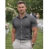 image:imageJMIERR Mens Muscle Fit High Stretch WrinkleFree Button Down Dress Shirts Summer Casual Short Sleeve ShirtA2 Light Grey