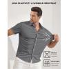 image:imageJMIERR Mens Muscle Fit High Stretch WrinkleFree Button Down Dress Shirts Summer Casual Short Sleeve ShirtA2 Light Grey