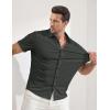 image:imageJMIERR Mens Muscle Fit High Stretch WrinkleFree Button Down Dress Shirts Summer Casual Short Sleeve ShirtA3 Dark Grey