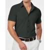 image:imageJMIERR Mens Muscle Fit High Stretch WrinkleFree Button Down Dress Shirts Summer Casual Short Sleeve ShirtA3 Dark Grey