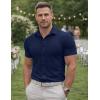 image:imageJMIERR Mens Muscle Fit High Stretch WrinkleFree Button Down Dress Shirts Summer Casual Short Sleeve ShirtBlue 1