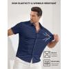 image:imageJMIERR Mens Muscle Fit High Stretch WrinkleFree Button Down Dress Shirts Summer Casual Short Sleeve ShirtBlue 1