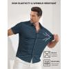 image:imageJMIERR Mens Muscle Fit High Stretch WrinkleFree Button Down Dress Shirts Summer Casual Short Sleeve ShirtBlue 2