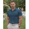 image:imageJMIERR Mens Muscle Fit High Stretch WrinkleFree Button Down Dress Shirts Summer Casual Short Sleeve ShirtBlue 2