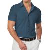 image:imageJMIERR Mens Muscle Fit High Stretch WrinkleFree Button Down Dress Shirts Summer Casual Short Sleeve ShirtBlue 2