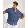 image:imageJMIERR Mens Muscle Fit High Stretch WrinkleFree Button Down Dress Shirts Summer Casual Short Sleeve ShirtBlue 3