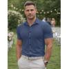 image:imageJMIERR Mens Muscle Fit High Stretch WrinkleFree Button Down Dress Shirts Summer Casual Short Sleeve ShirtBlue 3