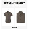 image:imageJMIERR Mens Muscle Fit High Stretch WrinkleFree Button Down Dress Shirts Summer Casual Short Sleeve ShirtBrown