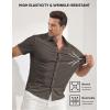 image:imageJMIERR Mens Muscle Fit High Stretch WrinkleFree Button Down Dress Shirts Summer Casual Short Sleeve ShirtBrown