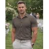 image:imageJMIERR Mens Muscle Fit High Stretch WrinkleFree Button Down Dress Shirts Summer Casual Short Sleeve ShirtBrown