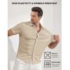 image:imageJMIERR Mens Muscle Fit High Stretch WrinkleFree Button Down Dress Shirts Summer Casual Short Sleeve ShirtD Beige