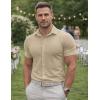 image:imageJMIERR Mens Muscle Fit High Stretch WrinkleFree Button Down Dress Shirts Summer Casual Short Sleeve ShirtD Beige