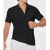 image:imageJMIERR Mens Muscle Fit High Stretch WrinkleFree Button Down Dress Shirts Summer Casual Short Sleeve ShirtPack Blackgrey