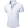 image:imageJMIERR Mens Muscle Fit High Stretch WrinkleFree Button Down Dress Shirts Summer Casual Short Sleeve ShirtPack Whiteblack