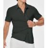 image:imageJMIERR Mens Muscle Fit High Stretch WrinkleFree Button Down Dress Shirts Summer Casual Short Sleeve ShirtPack Whitegrey