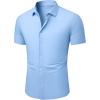 image:imageJMIERR Mens Muscle Fit High Stretch WrinkleFree Button Down Dress Shirts Summer Casual Short Sleeve ShirtPack Whitelight Blue