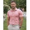 image:imageJMIERR Mens Muscle Fit High Stretch WrinkleFree Button Down Dress Shirts Summer Casual Short Sleeve ShirtPink