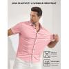 image:imageJMIERR Mens Muscle Fit High Stretch WrinkleFree Button Down Dress Shirts Summer Casual Short Sleeve ShirtPink