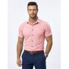 image:imageJMIERR Mens Muscle Fit High Stretch WrinkleFree Button Down Dress Shirts Summer Casual Short Sleeve ShirtPink