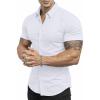 image:imageJMIERR Mens Muscle Fit High Stretch WrinkleFree Button Down Dress Shirts Summer Casual Short Sleeve Shirt1 White